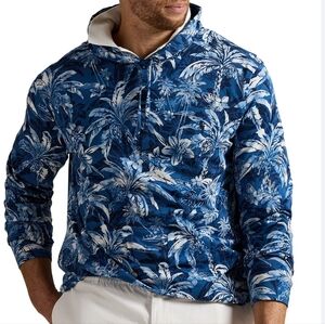 MENS POLO RALPH LAUREN BLUE TROPICAL PRINT JERSEY HOODIE NWT M
